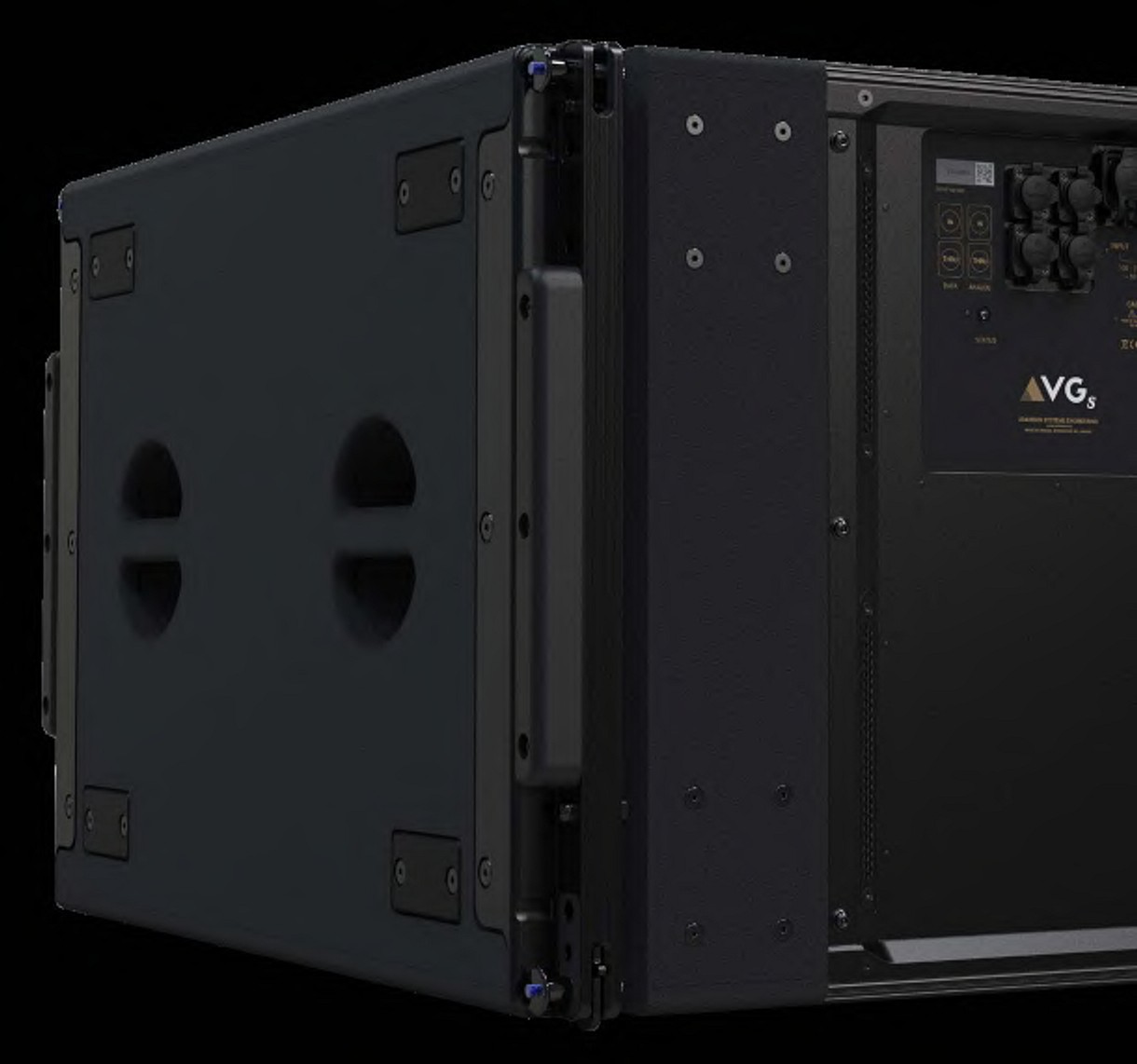 Adamson VGs subwoofer chi tiet port bass-reflex va panel amplifier DSP